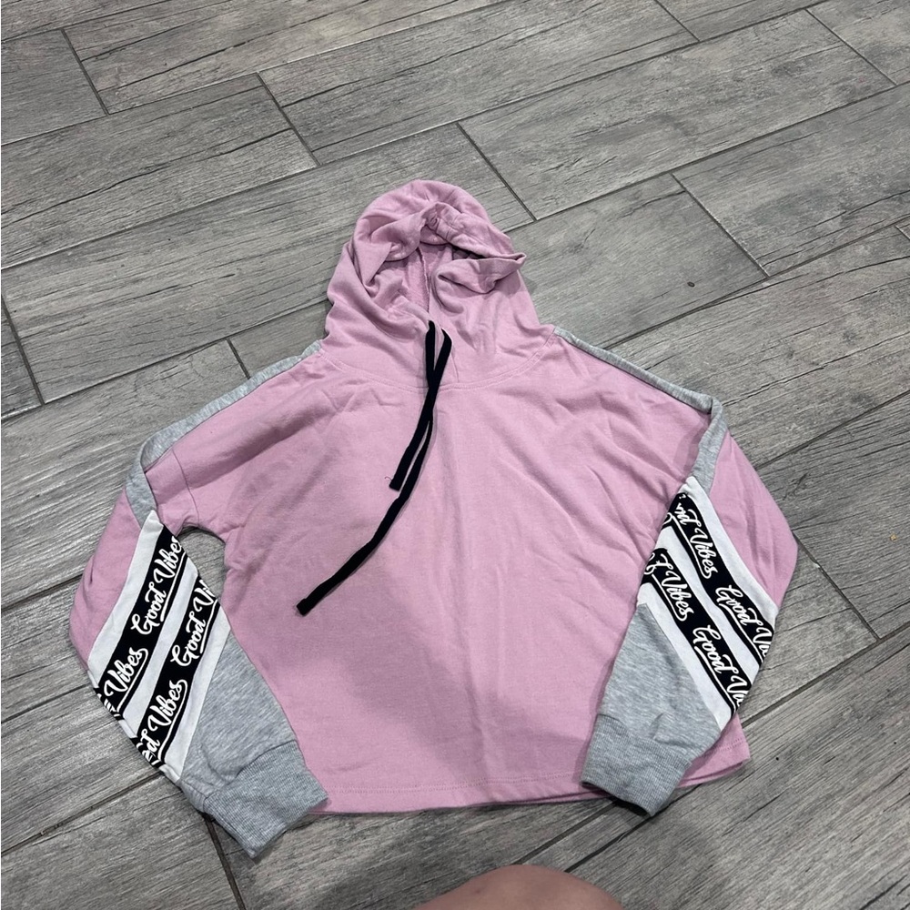 No Boundaries Pink Hoodie with Black Drawstrings